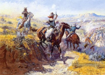 les fumer 1906 Charles Marion Russell Indiana cow boy Peinture à l'huile